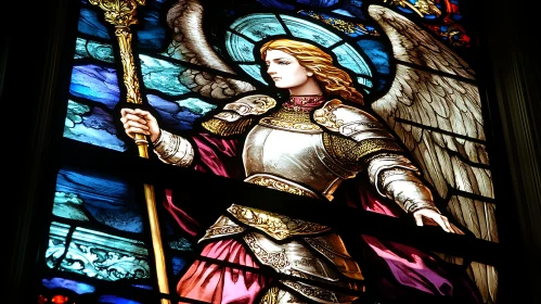 Stained Glass Angel with Staff