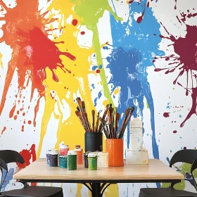 Artistic Paint Splatter with Brushes Display