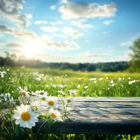 Sunlit Daisy Field: A Summer Scene