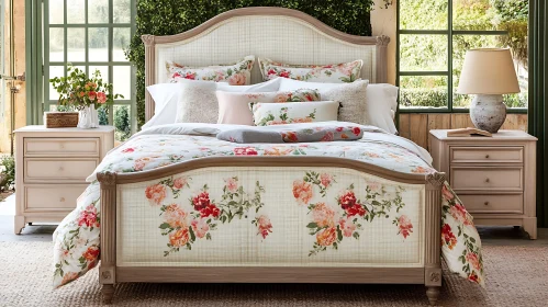 Bedroom with Floral Bedding