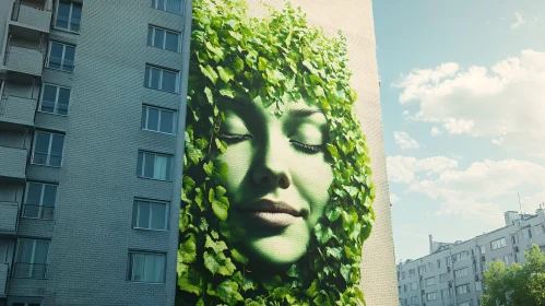 Leafy Woman Building Mural