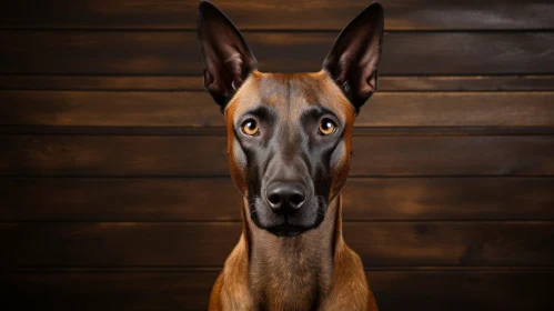 Belgian Shepherd Dog Portrait on Wooden Background