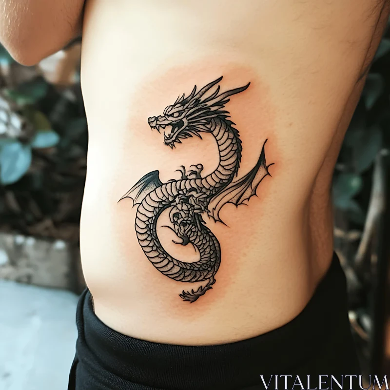 Detailed Mythical Dragon Tattoo AI Image