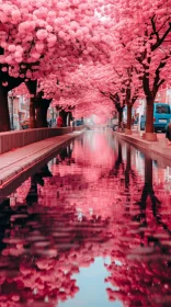 Captivating Cherry Blossom Street Scene with Anime Influence