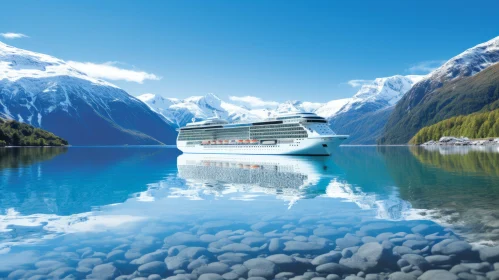 Captivating Nature: Delicately Rendered Cruise Ship on Sparkling Water