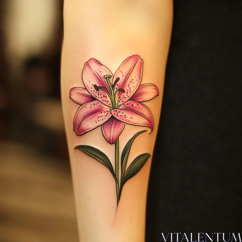 Intricate Flower Tattoo Design in Pink Hues AI Image