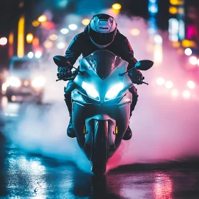 Urban Motorcycle Night Scene