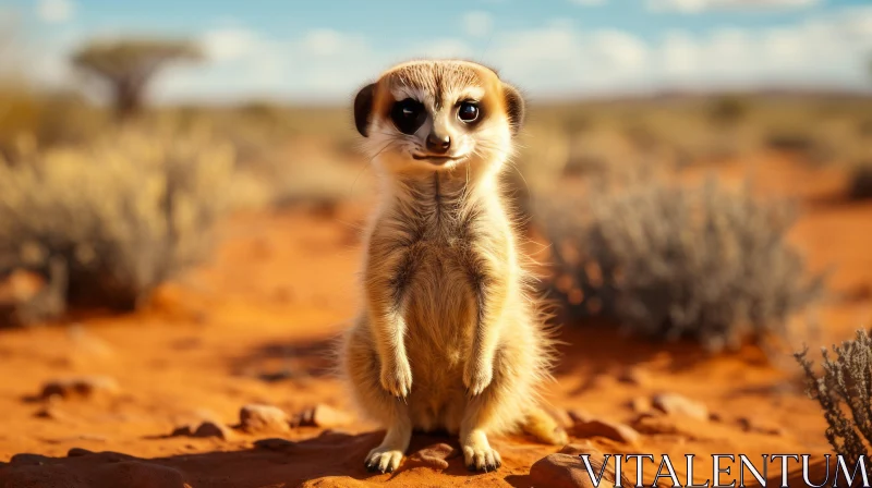 Photorealistic Colorized Meerkat in the Desert AI Image