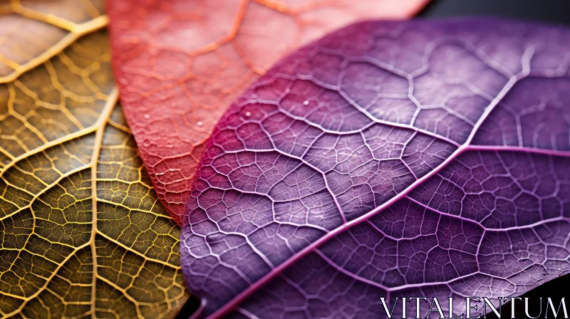 Textured Autumn Leaves in Macro Photography AI Image