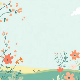 Stylized Floral Meadow with Soft Pastel Colors