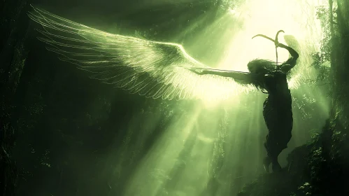 Winged Figure in Forest