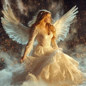Ethereal Angel in Golden Light