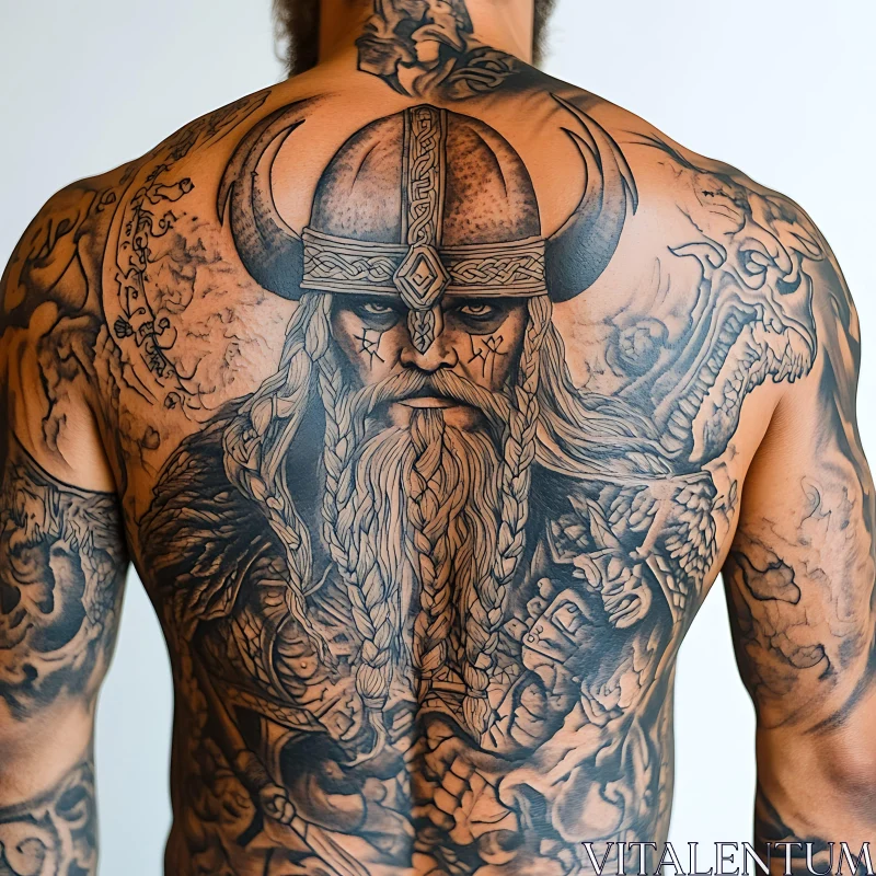 Detailed Norse Viking Tattoo Art AI Image