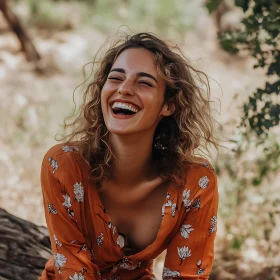 Laughing Woman in Nature