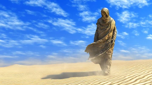 Desert Wanderer under Azure Skies