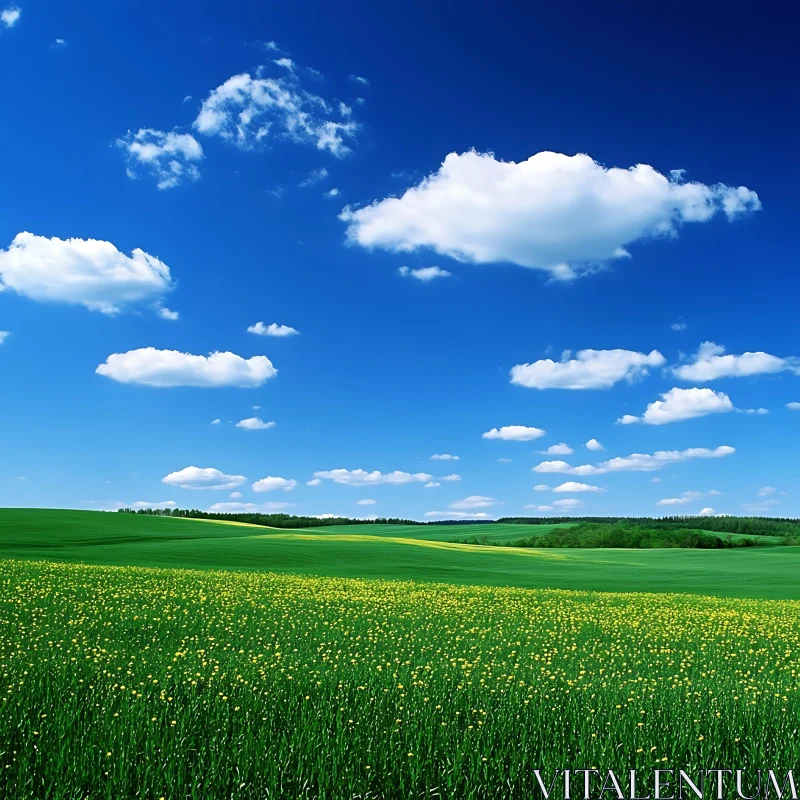 AI ART Lush Meadow with Clouds