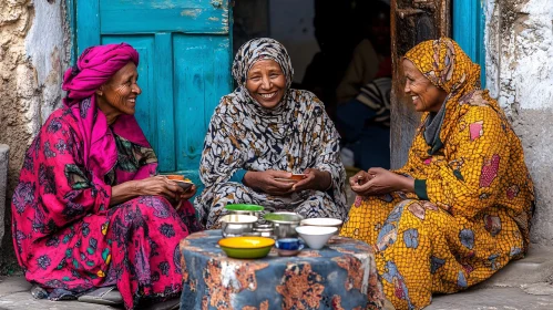 Three women sharing a moment of joy