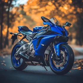 Motorcycle in Autumn Landscape