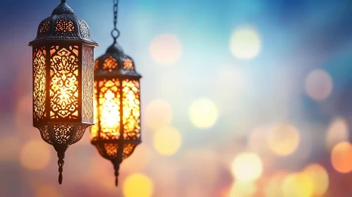 Ornate Lanterns with Bokeh Background