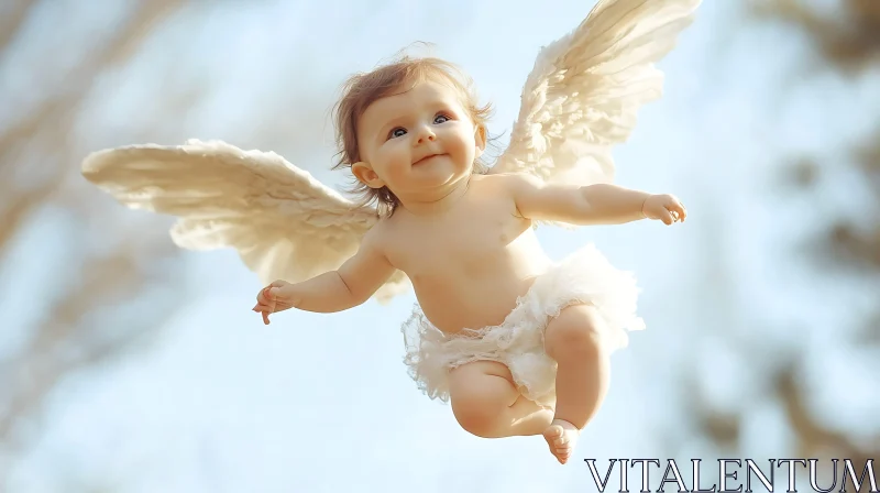 AI ART Infant Angel Soaring High