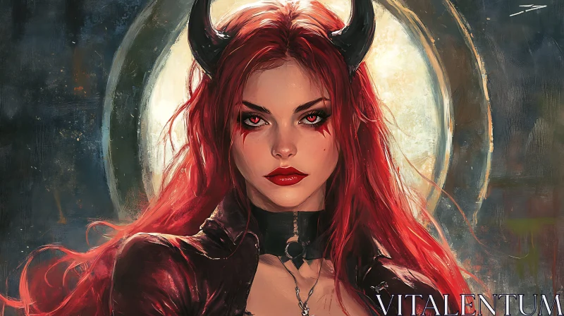 AI ART Crimson Devil Woman Art