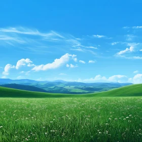 Lush Meadow and Azure Skies