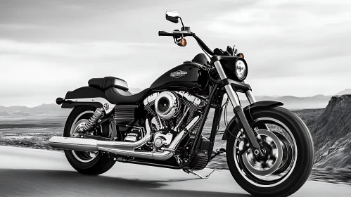 Motorcycle on a Monochrome Landscape