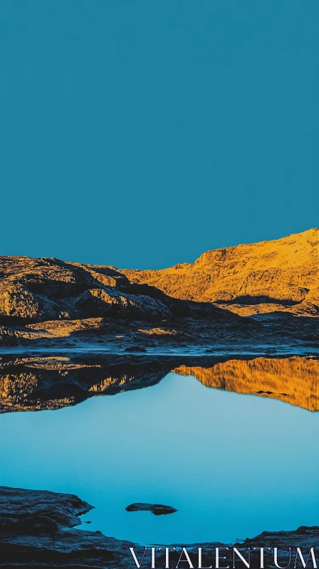 Serene Mountain Landscape at Golden Hour AI Image