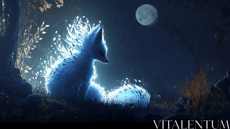 AI ART Glowing Fox in Forest Night