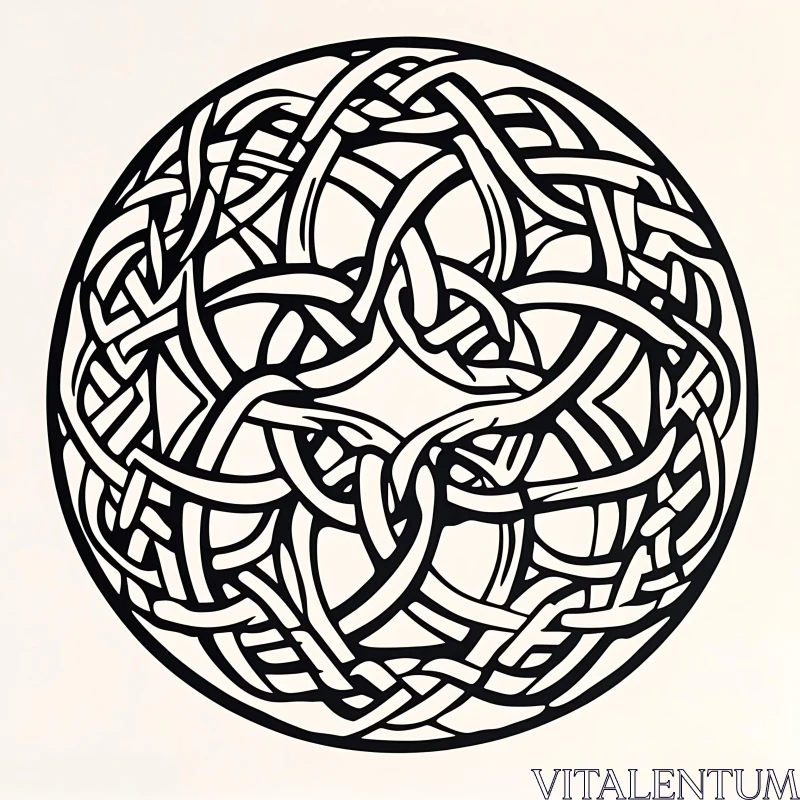 Circular Celtic Knotwork Illustration AI Image