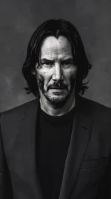 Keanu Reeves Enigmatic Expression Portrait