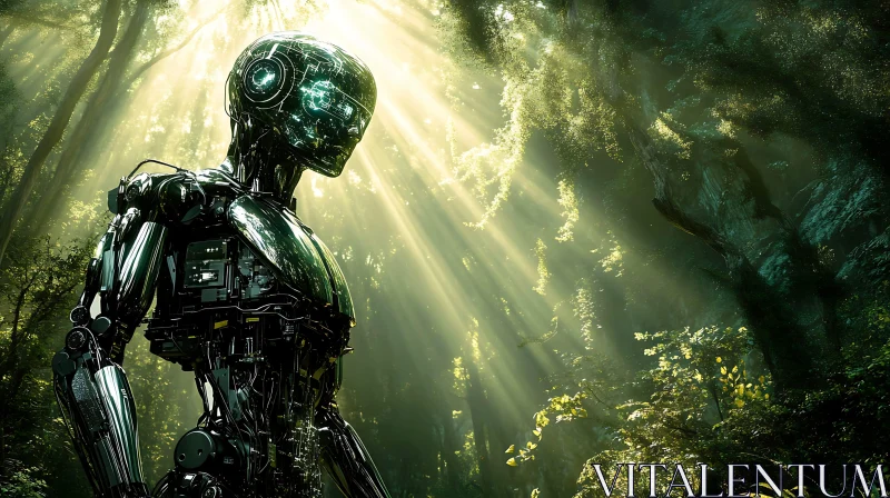 Tech Meets Nature: Robot in Forest AI Image