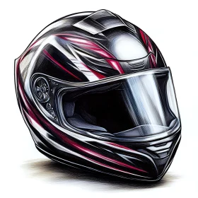 Moto Helmet with Stripes