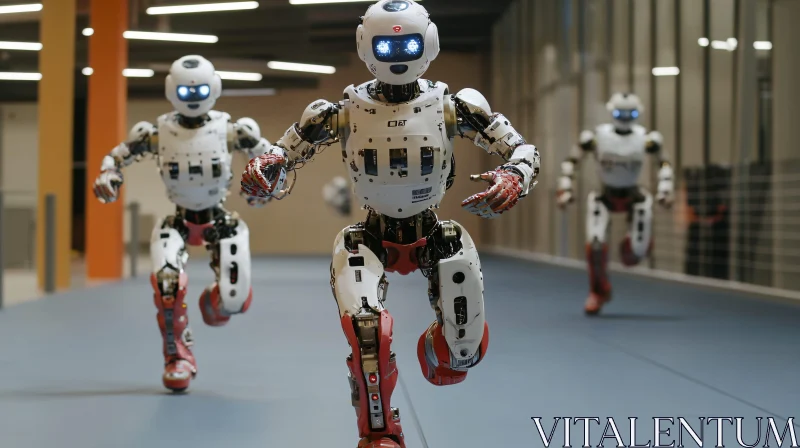 Running Robots: A Futuristic Race AI Image