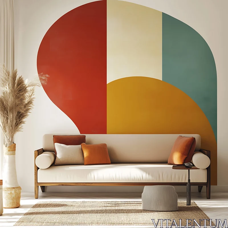 AI ART Modern Living Room with Colorful Design