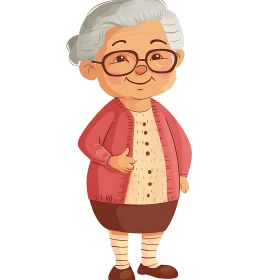 Smiling Granny Cartoon Character