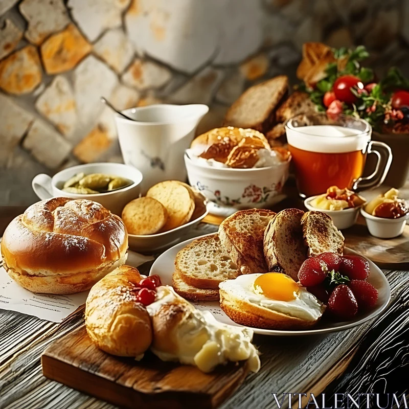 Rustic Breakfast with Fresh Ingredients AI Image