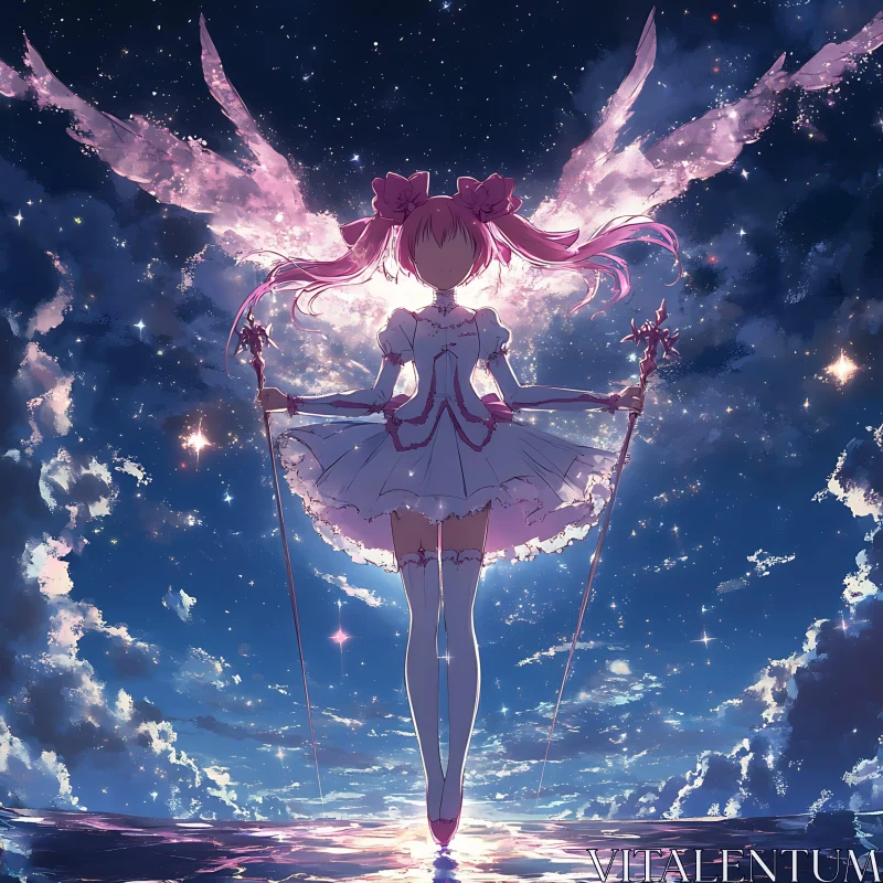 Ethereal Anime Girl with Wings AI Image