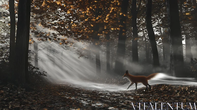 Ethereal Fox in Autumnal Woods AI Image