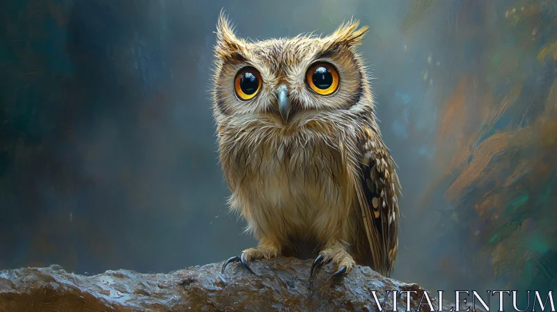 AI ART Owl with Striking Yellow Eyes