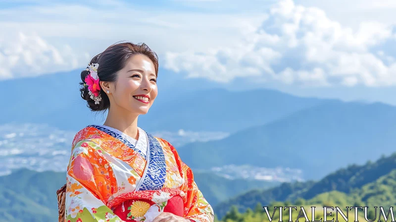 Asian Woman in Traditional Dress AI Image