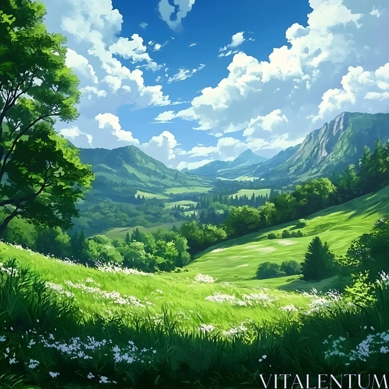 AI ART Picturesque Green Valley Vista