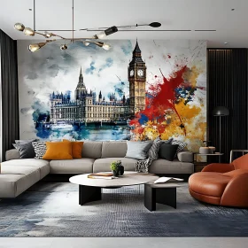 Modern Living Room with London Art