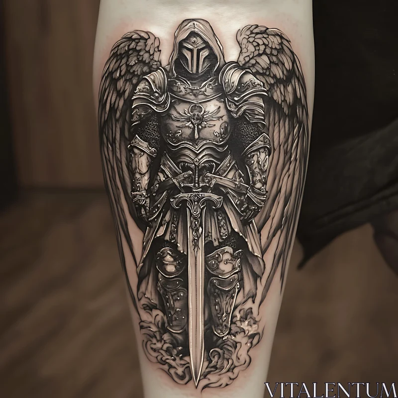 Angel Knight Tattoo Design AI Image