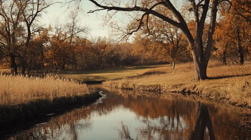 Autumn Reflections in a Tranquil Forest