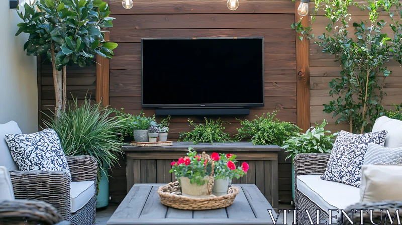 Cozy Patio with Entertainment Center AI Image