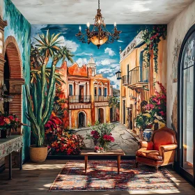 Charming Interior with Faux European Vista