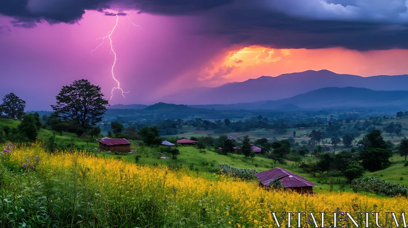 AI ART Picturesque Landscape with Lightning