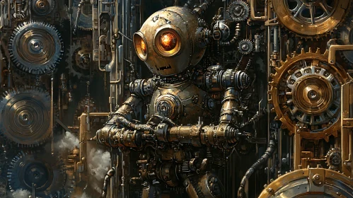 Mechanical Marvel: A Steampunk Robot Portrait