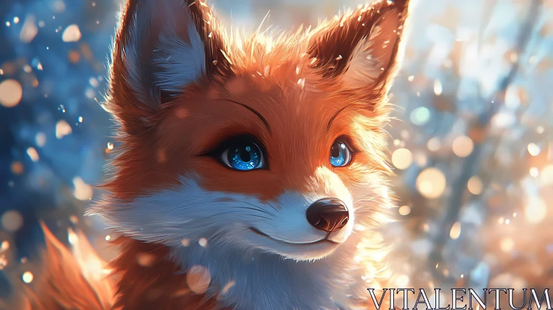 Winter Fox with Blue Eyes AI Image